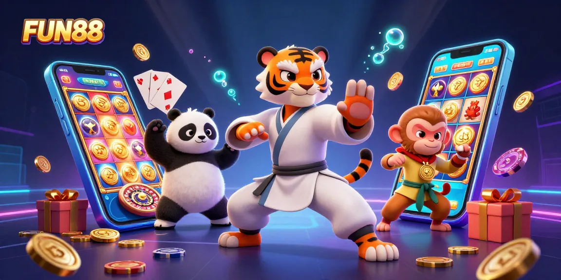 Spin your luck with FUN88 in this vibrant casino scene full of excitement!