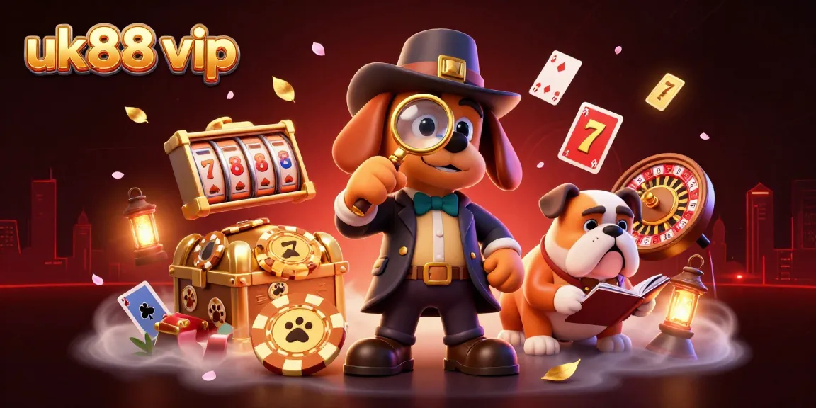 Engage with uk88 vip excitement in this dynamic casino-themed illustration showcasing vibrant action.