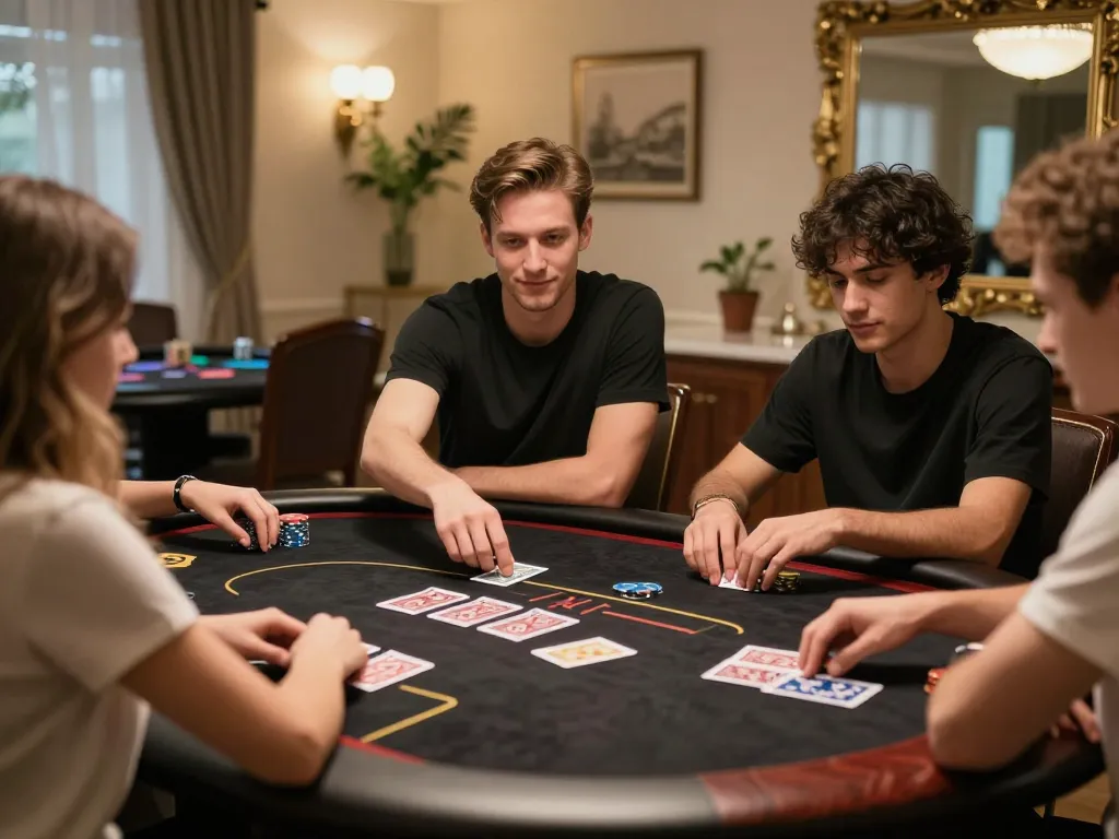 Engaging in poker at home, showing strategic gameplay while enjoying FC88