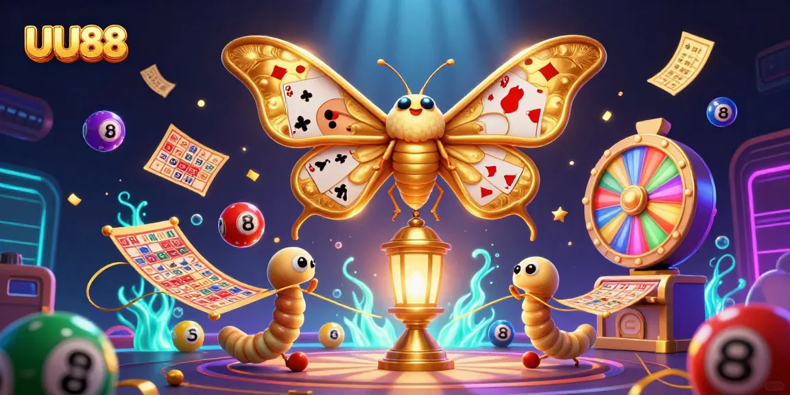 Experience the excitement of UU88 with vibrant lottery balls and casino scenes in a captivating 3D illustration.