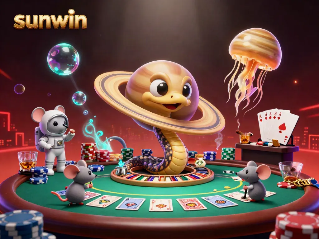 Sunwin showcases unique gambling experiences with a cosmic roulette wheel and astronaut mice betting.