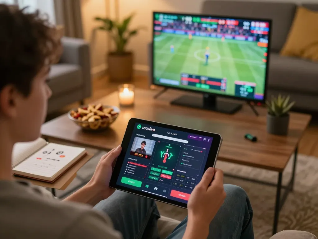 Socolive online sports action seen on tablet in cozy home setup highlighting strategic gameplay.