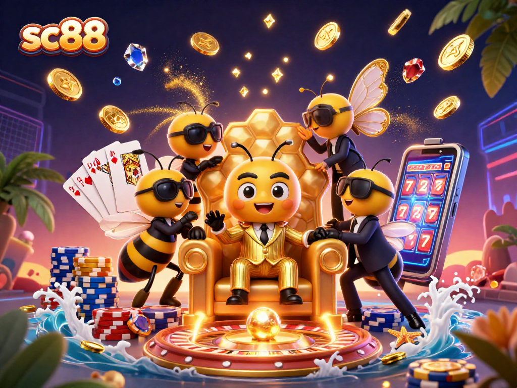Win big with sc88 as a bumblebee mob boss orchestrates a vibrant casino scene
