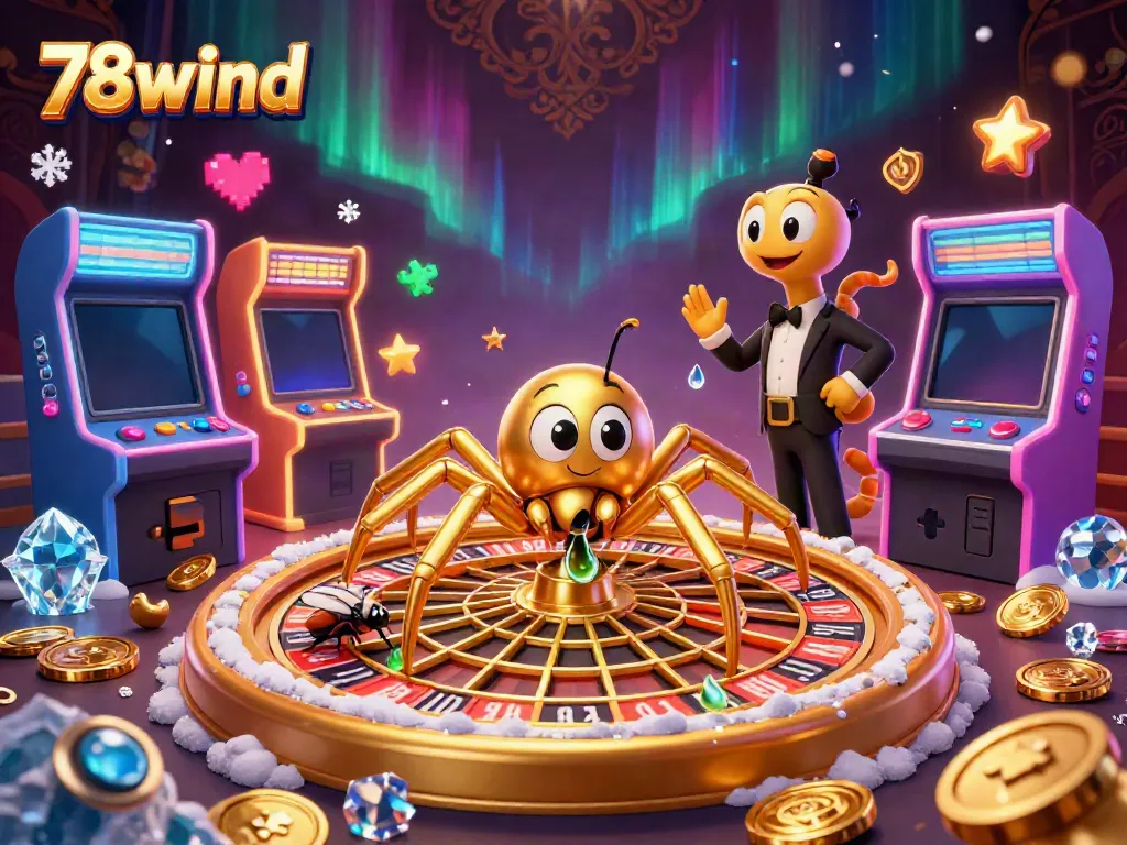 Engage in thrilling bets at 78wind with a 3D golden spider and gaming excitement!