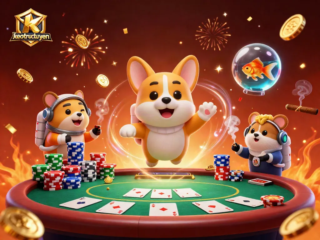 Engage in thrilling bets with keotructuyen in a vibrant space casino scene featuring animated characters and floating chips.