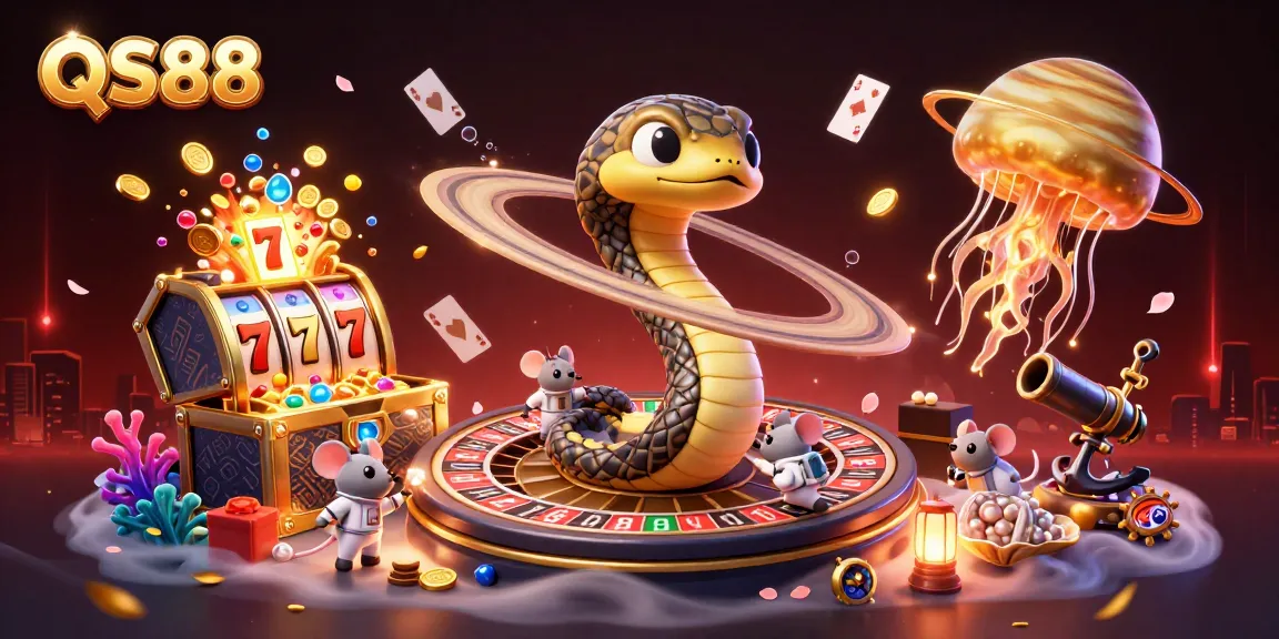 Experience the thrill of QS88 casino gaming with vibrant 3D characters and dynamic elements.