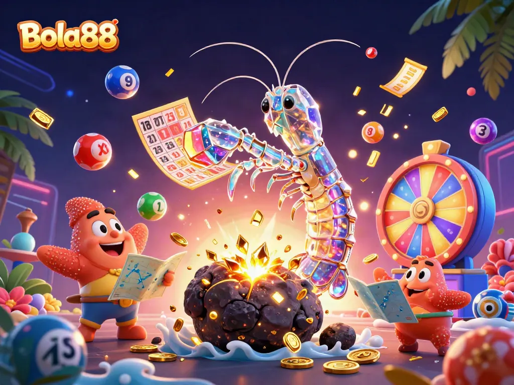 Bola88 attracts players with exciting lottery elements and vibrant 3D characters in a dynamic casino scene