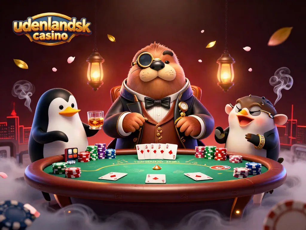 Experience the excitement of gokken at an udenlandsk casino with our animated poker scene.