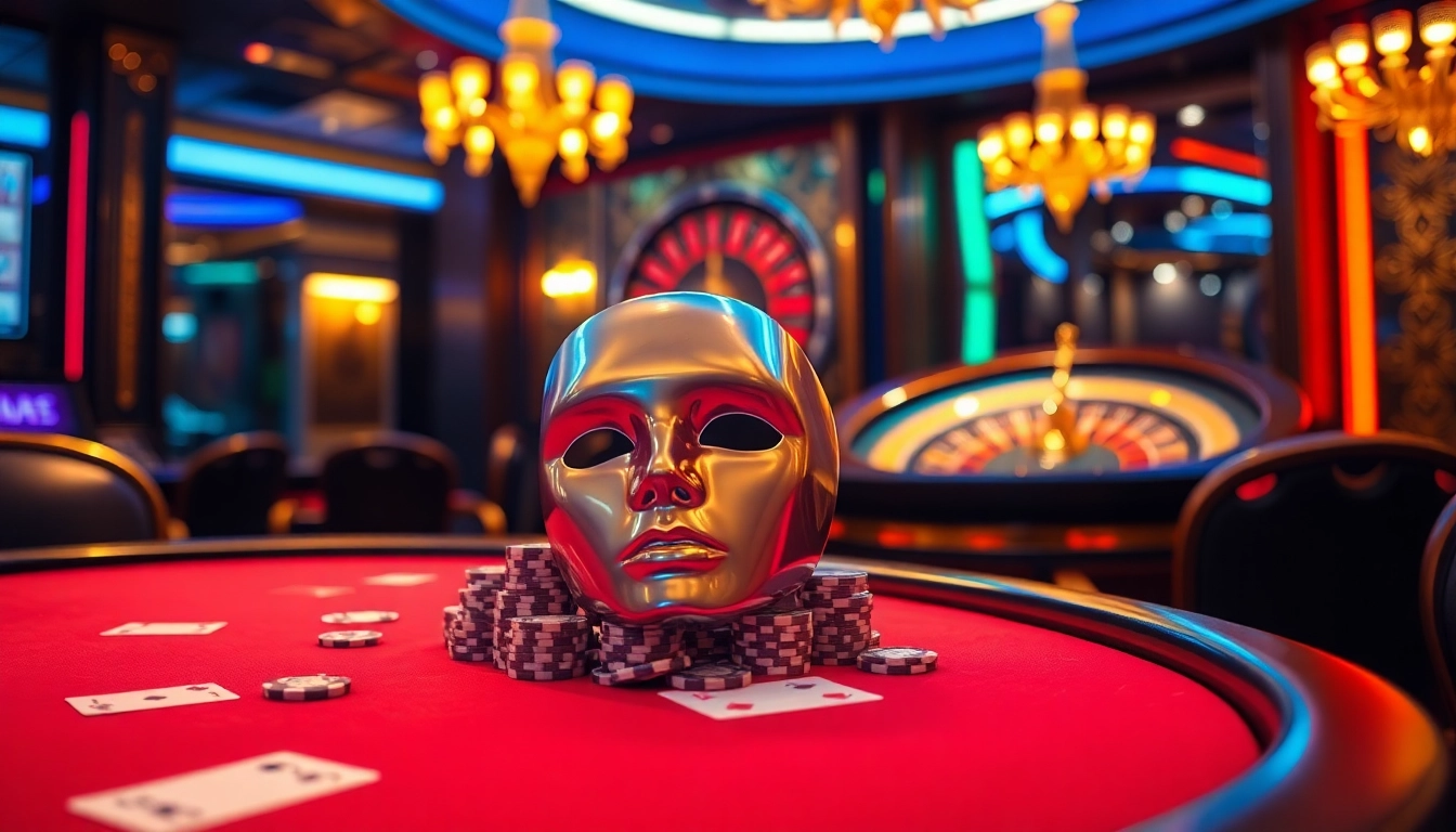 Experience the thrill of gambling with the infraröd mask showcasing at a vibrant poker table.
