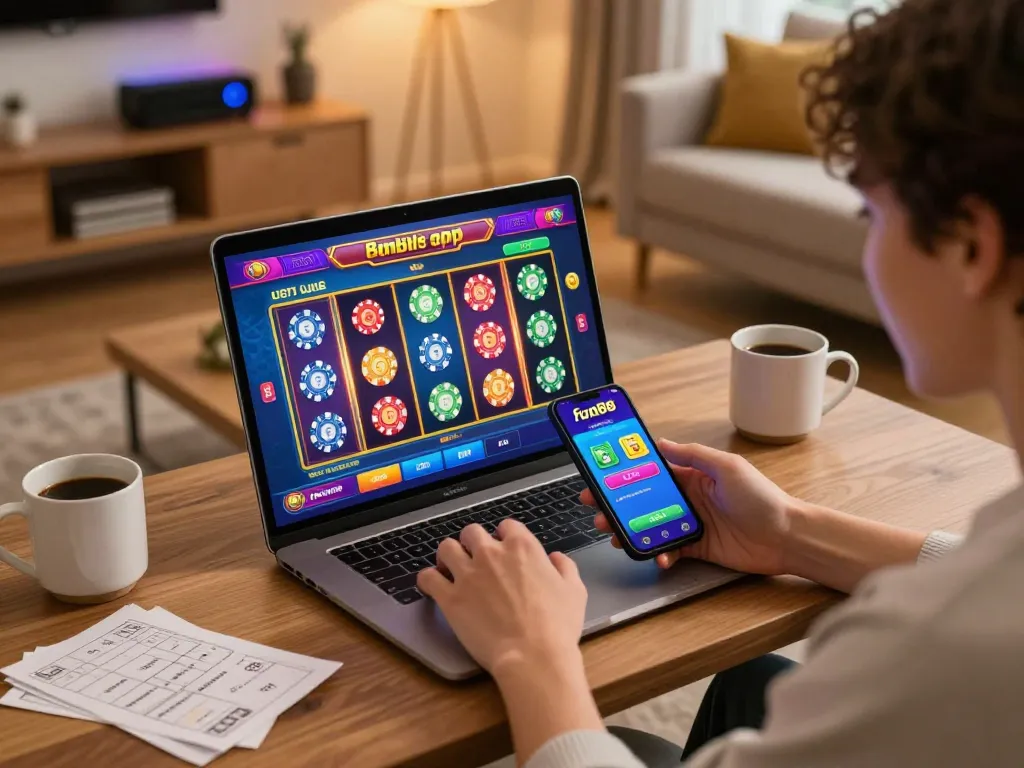 Experience fun88 mobile gaming with a player engaged in vibrant casino action at home