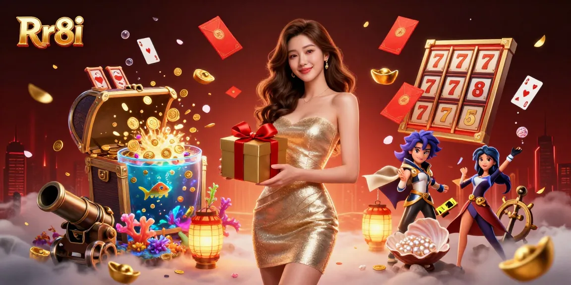 Experience Rr8i with a stunning scene of a glamorous woman winning at a casino, surrounded by excitement and rewards.