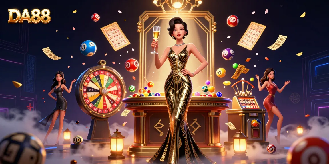 Experience the excitement of DA88 as elegant gameplay unfolds in a vibrant casino scene.