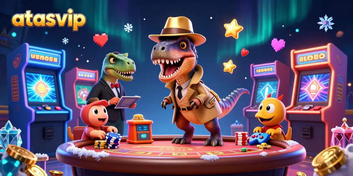 Join the excitement at atasvip, where a velociraptor plays blackjack under the watchful eye of a stegosaurus pit boss.