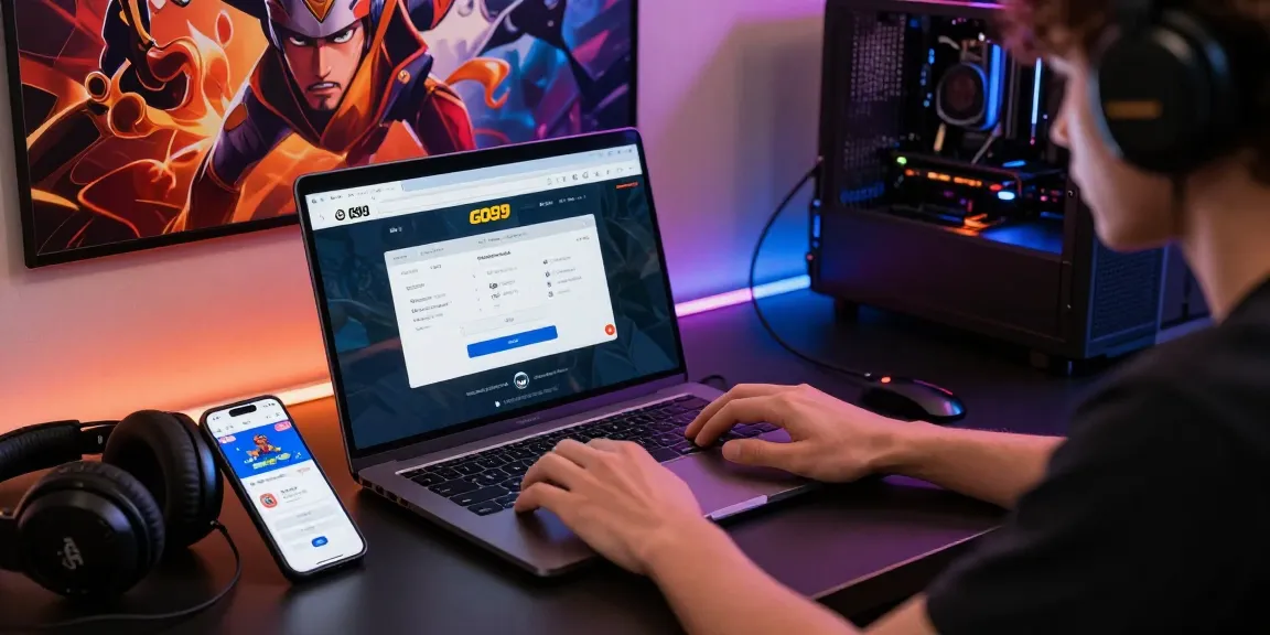 GO99 đăng nhập screen with user enjoying engaging online gaming experience at a modern desk.