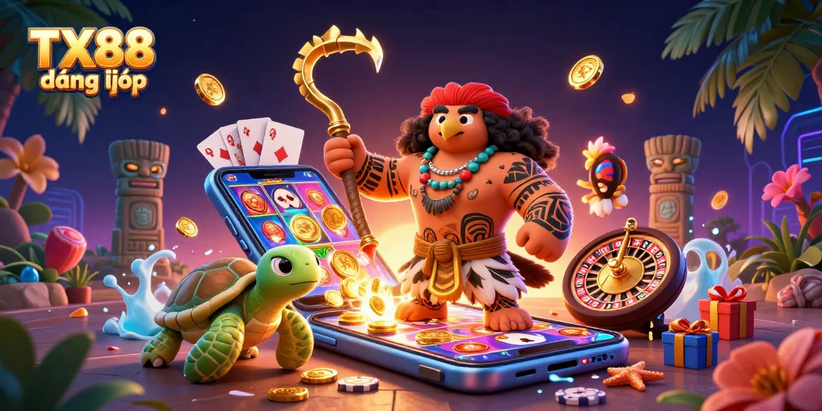 Experience TX88 đăng nhập with a vibrant casino illustration showcasing dynamic game elements and engaging characters.