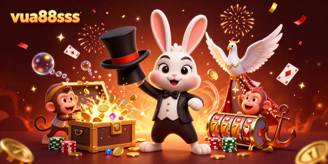 Engaging the magic of winnings at vua88sss with a rabbit pulling coins from a top hat.