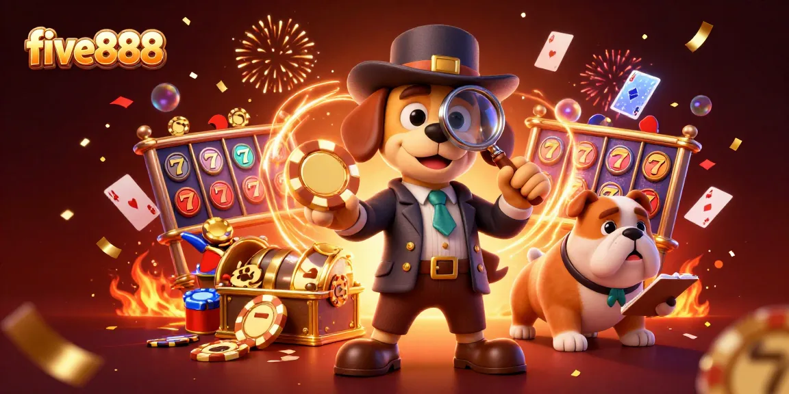 Examine winning strategies with five888's vibrant casino elements in an exciting 3D illustration.