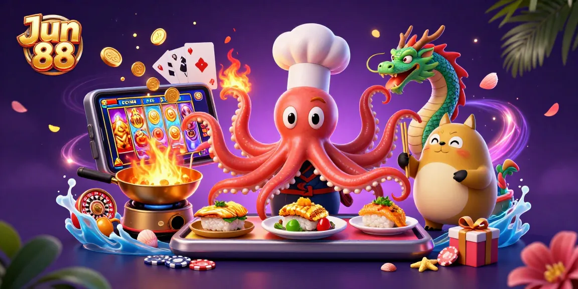 Experience excitement at Jun 88 with this vibrant 3D illustration showcasing thrilling casino gaming.