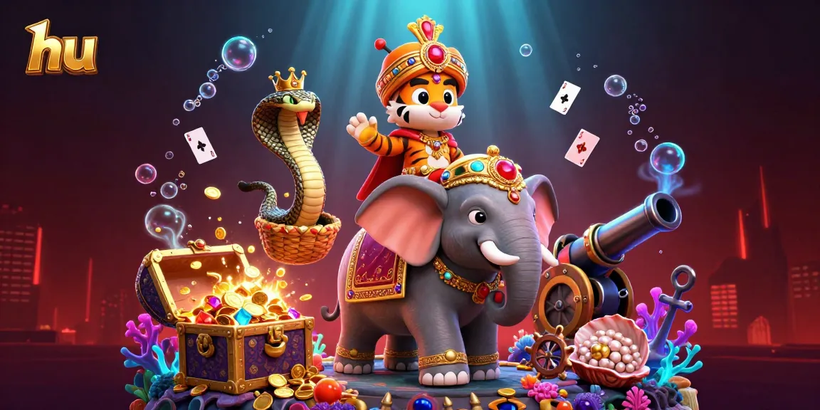 Experience hu with a vibrant 3D scene filled with gaming elements and dynamic visuals.