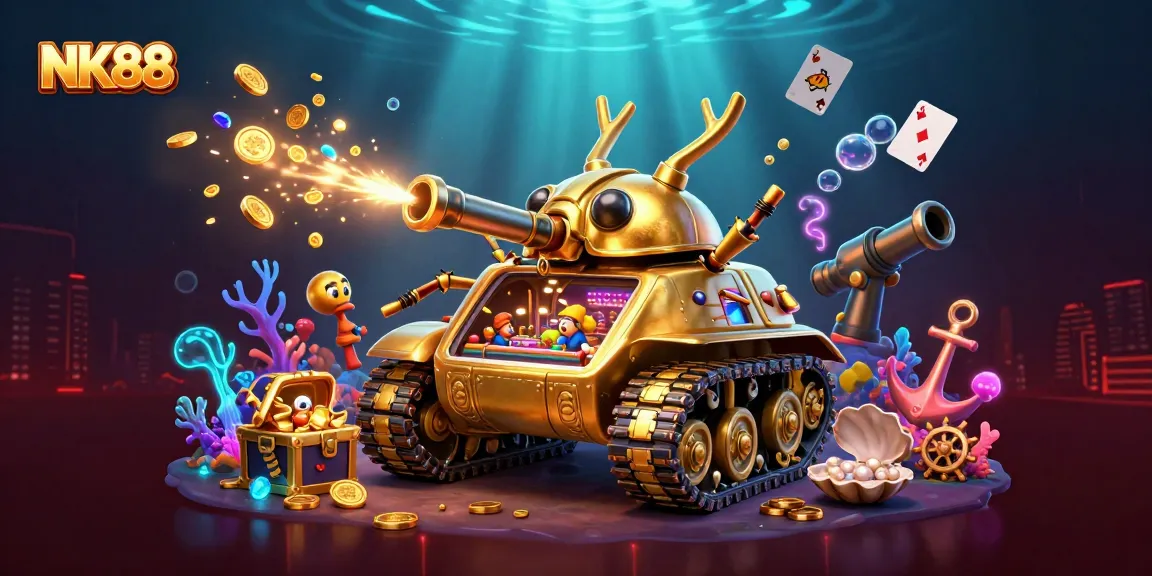Play exciting games and win at NK88's vibrant miniature casino gift-wrapped in a golden beetle tank.